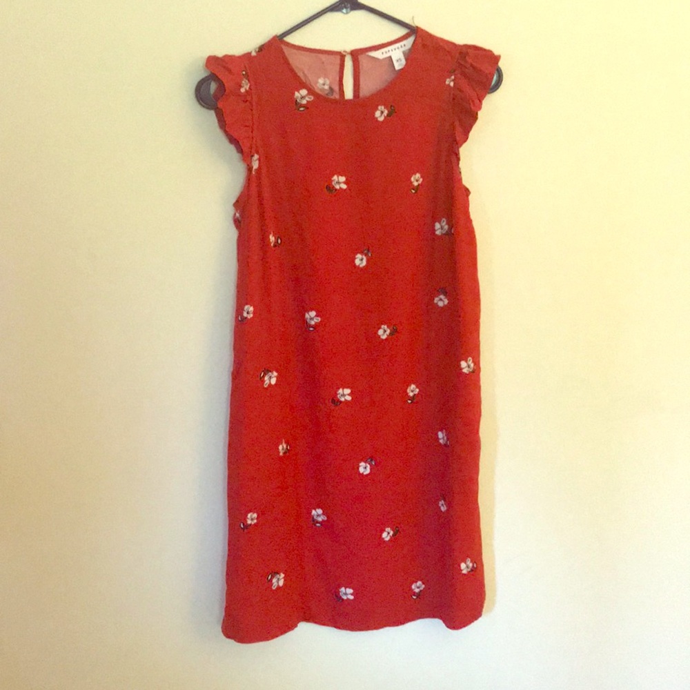 Popsugar red floral dress.